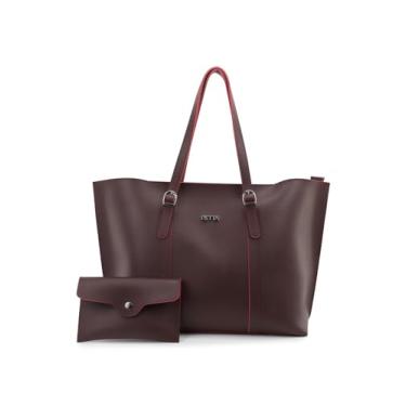 Imagem de Bolsa Feminina Sacola Com Fivela Fecho de Zipper Grande Retta (VINHO)