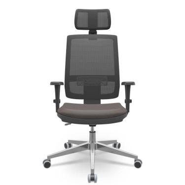 Imagem de Cadeira Brizza 3D Backplax Apoio Aluminio Sintético Café