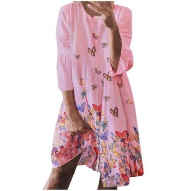 Imagem de Moda feminina casual borboleta estampado em volta do pescoço manga com