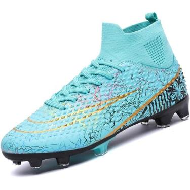 Imagem de Tênis de futebol masculinos de futebol com pontas longas, couro e borr