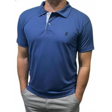 Imagem de camisa polo masculina algodão marca toqref, Azul marinho, GG