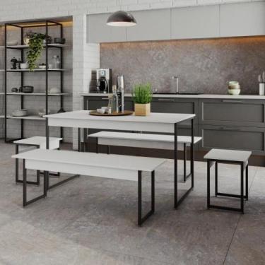 Imagem de Mesa de Jantar com 2 Bancos e 2 Banquetas Industrial TUB - Metalig, Br