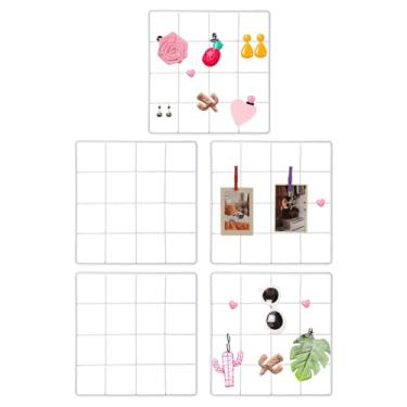 Imagem de PATIKIL Painel de grade de parede de 20,3 x 20,32 cm, pacote com 5, painel de grade de arame, placa de prateleira de metal, fotos de parede, organizador de pendurar, quadro de notas para exibição de