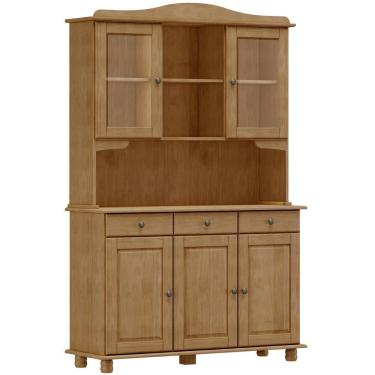 Imagem de Armário De Cozinha Rústico Com Cristaleira 5 Portas 3 Gavetas Lazuli F06 Freijó - Lyam Decor