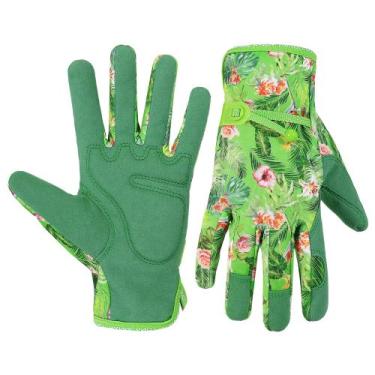 Imagem de Luvas de jardinagem HANDLANDY para mulheres com almofada de palma verd