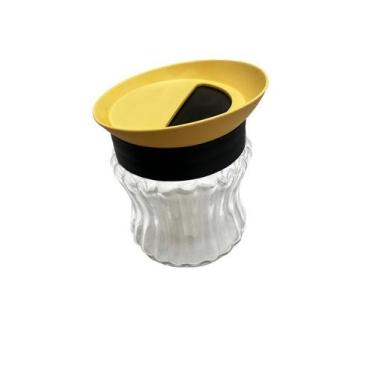 Imagem de Pote Canelado Vidro Plástico Alimentos Hermético 950Ml Cozinha - Útil 