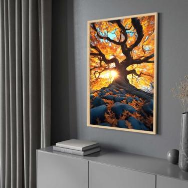 Imagem de Quadro com Moldura Árvore da Vida vermelha Paisagem Decorativo Grande Sala Quarto Hall