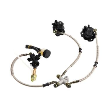 Imagem de Fenteer Kit de freio hidráulico Go Kart Cilindro mestre do freio traseiro Hidráulico de alto desempenho Pinças duplas Acessórios para 125cc 150cc, Sem Disco de Freio