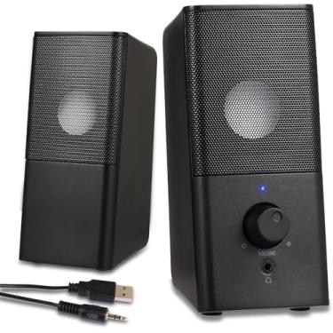 Imagem de ottosing Alto-falantes de computador clássicos H21 para desktop, som estéreo completo, alimentado por USB, alto-falante para jogos com multimídia auxiliar de 3,5 mm para laptop/desktop/tablets