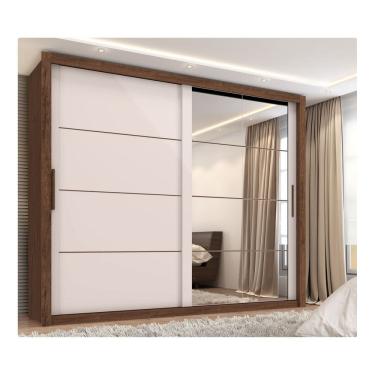 Imagem de Guarda-roupa Casal 8 Espelhos 2 Portas de Correr Essencial Jacaranda / Off White