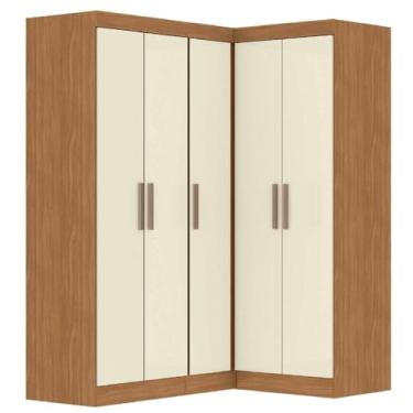 Imagem de Guarda Roupas Modulado de Canto Madrid com 5 Portas Madeirado/Off White