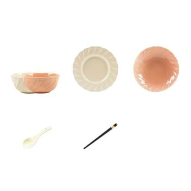 Imagem de Pratos de vento de cor sólida de cerâmica para uso doméstico requintado de alta temperatura - 2 pessoas comem conjunto de 8 peças [Lite]