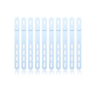 Imagem de Pacote com 10 abraçadeiras de silicone, organizador de cabos, carregador de fio lavável reutilizável, gerenciamento de tiras com fivela de bloqueio, suporte de cabo elétrico para viagem para casa