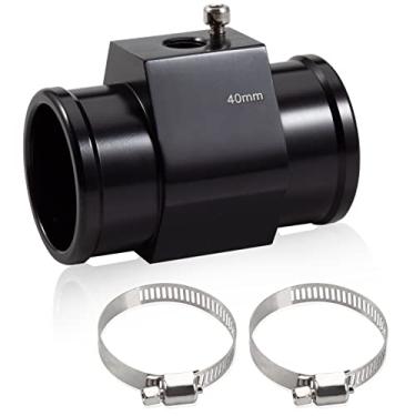 Imagem de Conector de tubo de junta de temperatura de água de alumínio 40 mm 1-9/40.6 cm Adaptador de medidor de sensor de mangueira do radiador com 2 braçadeiras de mangueira Medidor de temperatura de água