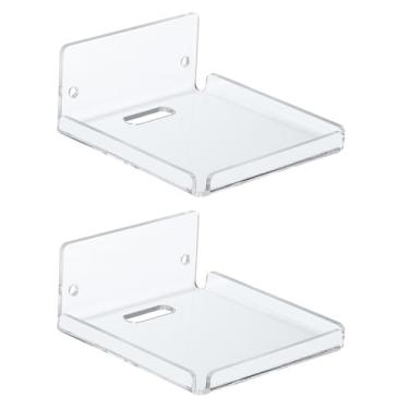 Imagem de Prateleiras flutuantes pequenas de 10 cm, 2 peças, prateleiras de acrílico transparente para parede, pequenas prateleiras de parede transparentes, prateleiras de banheiro com gerenciador de cabos para