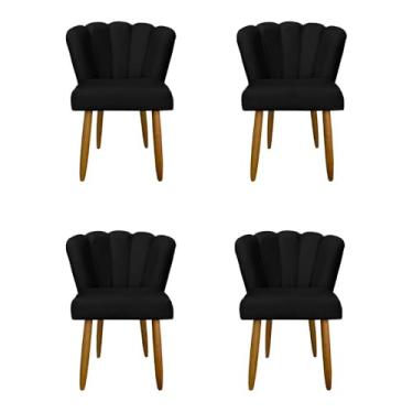 Imagem de Kit 4 Cadeiras Flor para Quarto Penteadeira - Balaqui Decor Cor:preto