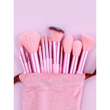 Imagem de Conjunto de 13 pincéis de maquiagem macio e fofo profissional base cosmética em pó sombra kabuki pincel de maquiagem ferramenta de beleza com bolsa esponja de maquiagem presente de beleza para