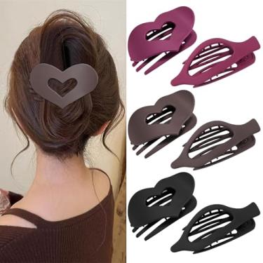Imagem de 6 peças de grampos de cabelo lisos franceses para mulheres, 2 estilos de concórdia francesa para mulheres e meninas, grande curvado para cabelo grosso e fino, bico de pato forte (fosco (cores neutras