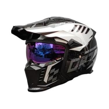 Imagem de Capacete De Motocicleta Retrô Aprovado Pelo DOT Modular Multifuncional