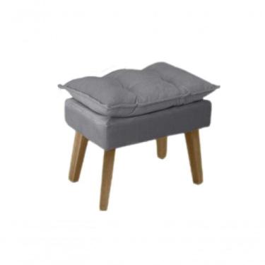 Imagem de Puff Banqueta Decorativa Glamour Com Pés Quadrado Cinza - SMF DECOR