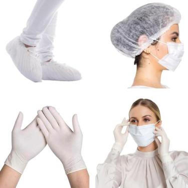 Imagem de Luva latex "m" com pó c/100 - ssplus + propé 100und + máscara branca s