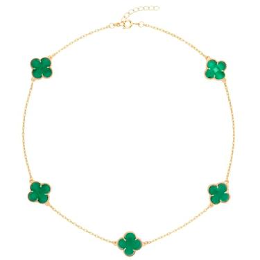 Imagem de VIRENZA Colar Choker Trevos Verde Cristal Virginia Folheada Ouro 18k
