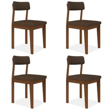 Imagem de Conjunto Com 4 Cadeiras Estofadas Utah Freijó/s.marrom - M.a Freijó/suede Marrom