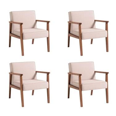 Imagem de Conjunto com 4 Poltronas New Julia Bege e Nogueira