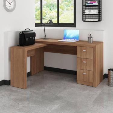 Imagem de Escrivaninha Mesa Escritório em L com 3 Gaveta Me4101 - Tecno Mobili
