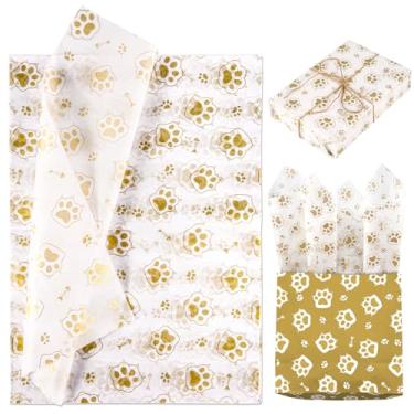 Imagem de 30 peças de papel de seda com estampa de pata de gato, 35 x 50 cm, papel de embrulho fofo, folhas de embrulho de presente para embalagem de presente, artigos de festa de aniversário de casamento