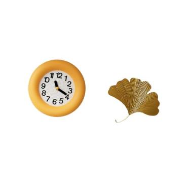 Imagem de Fenteer Relógio de Parede Analógico Contemporâneo E Silencioso com Decoração de Folhas de Ginkgo em Ferro Forjado, Ideal para Cozinha, Sala de Jantar, Quarto,