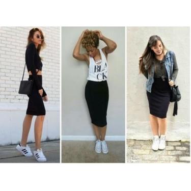 Imagem de Elegante saia midi - kgente, Preto, P