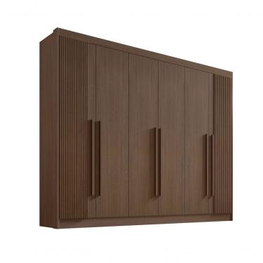 Imagem de Guarda Roupa Casal 6 Portas Ripado 7 Gavetas Sem Pés Athos - D' Doro Cinamomo/ripado