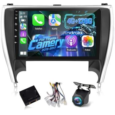 Imagem de Estéreo automotivo 4G + 128G para Toyota Camry 2015 2016 2017 com carplay sem fio e Android Auto - Rádio com tela sensível ao toque Android 15 de 10 polegadas com EQ/5G WiFi/GPS/SWC/link espelho