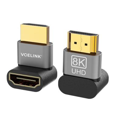 Imagem de VCELINK Adaptador HDMI de ângulo reto 8K a 60Hz, adaptador HDMI de 270 graus macho para fêmea, adaptador de cabo HDMI 2.1 com 4K a 120Hz, HDR, eARC para switch HDTV, laptop, PS4, PS5 Xbox, pacote com