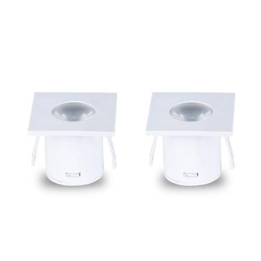 Imagem de Kit 2 Spot Para Móvel Taschibra Pik Led Quadrado Branco Bivolt 3000k Luz Quente