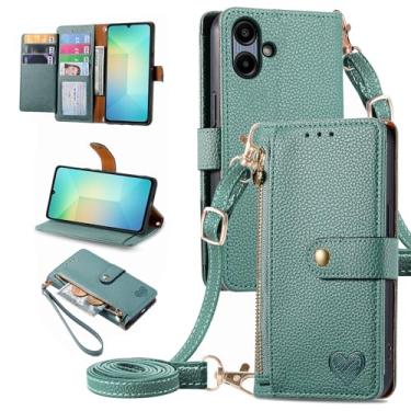Imagem de Furiet Capa carteira para Samsung Galaxy A06 5G bolso com zíper bolsa com alça de pulso, suporte de couro PU flip fólio porta-cartões acessórios capa para celular Ao6 A 06 4G LTE mulheres meninas