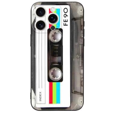 Imagem de MEGANTREE Capa de telefone com design de fita cassete retrô fofa para iPhone 15 Pro Max, acabamento fosco TPU, ajuste fino, anti-impressão digital, para meninas, mulheres, meninos e homens, preta