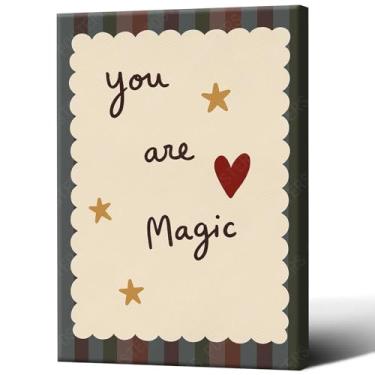 Imagem de Arte de parede You Are Magic Affirmation, impressão em tela de pôster de motivação para crianças, decoração de parede colorida para quarto infantil da família, berçário, 30 x 45 cm sem moldura