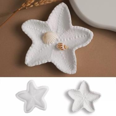 Imagem de Molde de silicone para bandeja de estrela do mar, suporte de vela, moldes de silicone para resina epóxi, molde de fundição de resina para porta-copos de ágata DIY, tapetes de copo, decoração de casa