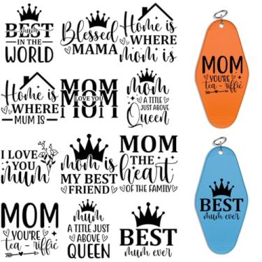 Imagem de Elewins 24 peças/conjunto de papel de transferência de frases da mãe, ótimo para artesanato DIY e material de escritório, adequado para chaveiros de motel e hotel, papéis de transferência DTF UV