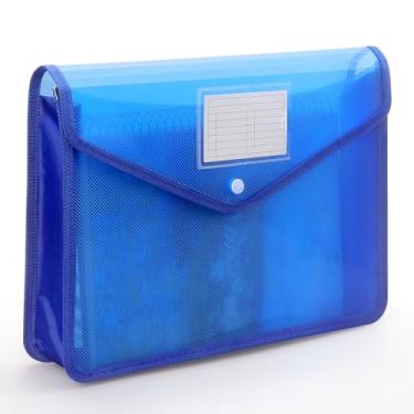 Imagem de Pasta de arquivo expansível de plástico, envelopes transparentes com fecho de pressão, sem divisórias, grande capacidade, tamanho carta/A4 (azul)