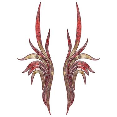 Imagem de letsinstyle Tecido de renda de lantejoulas vermelhas, apliques bordados costurados em remendos, patch de strass de chama para vestido de noiva de casamento, costura, artesanato, roupas DIY