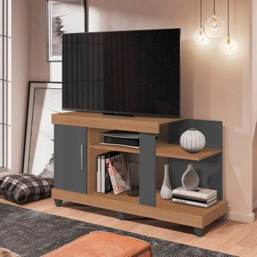 Imagem de Rack para Tv 42 Polegadas 1,5cm com 6 Pés Pvc e Pintura Uv Canadá Marrom/Cinza