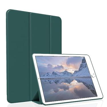 Imagem de Divufus Capa para iPad de 9,7 polegadas 2017/2018, leve, fina, macia, com suporte de três dobras, capa inteligente, hibernar/despertar automática para iPad 9,7 5ª/6ª geração, verde escuro
