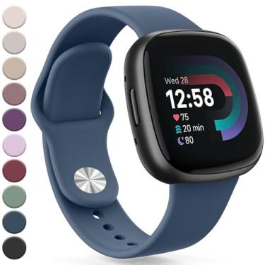 Imagem de Meliya Pulseiras de silicone compatíveis com Fitbit Versa 4 e homens, pulseiras de substituição esportivas clássicas ajustáveis para smartwatch Fitbit Versa 4/Fitbit Sense 2 (grande, azul Abyss)