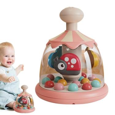 Imagem de Empurre e gire o brinquedo infantil,Empurre e gire o brinquedo | Carrossel colorido empurra e gira brinquedos giratórios - Brinquedo musical para melhorar a força da mão, brinquedos de aprendizagem de