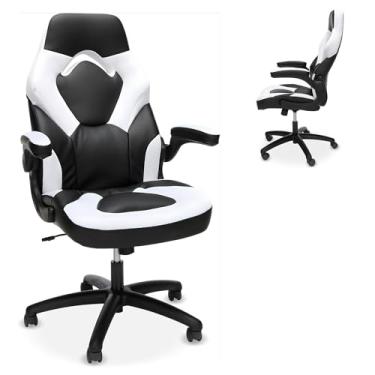 Imagem de RESPAWN Cadeira ergonômica para jogos 3085 – Cadeira de escritório de mesa de computador com encosto alto estilo corrida – 360 giratório, encosto de cabeça integrado, tensão de inclinação ajustável e trava de inclinação – branca