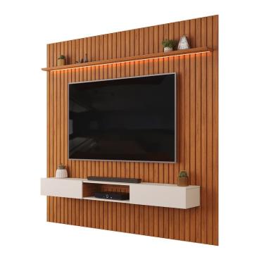 Imagem de Home Ripado Para Tv De 75 Polegadas Trento Com Led Freijo Com Off White