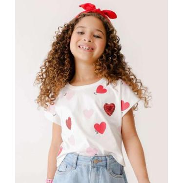 Imagem de Blusa Infantil Estampa Corações Marisa Tam 4 a 10-74188, Off white, 4
